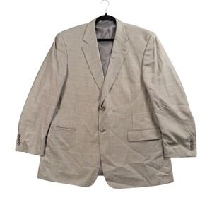 VTG 90s Meeting Street Blazer Men 48L Tan Houndstooth Sport Coat Academia Preppy